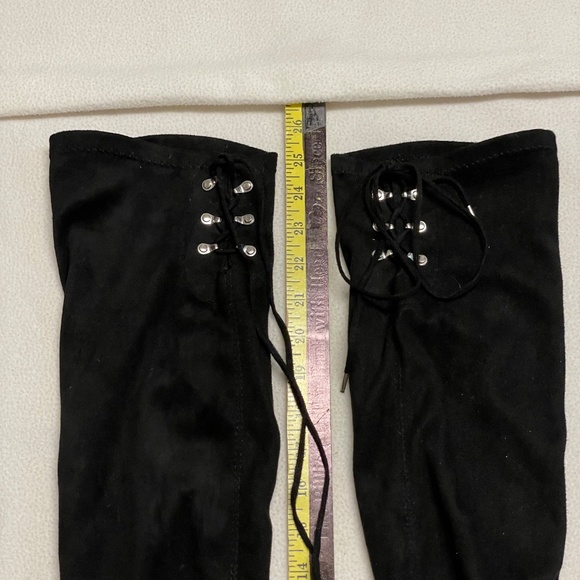 Qupid Faux Suede Over the Knee Boots, Lace Up, Women, 7.5, Round Toe, Bl… - Picture 3 of 9